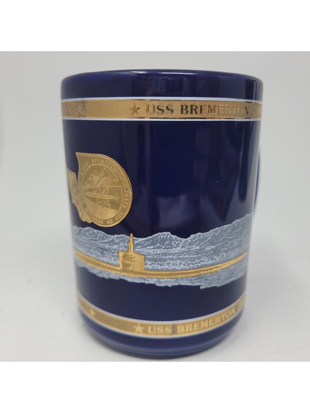USS Bremerton SSN-698 Submarine Commemorative Coffee Mug Vintage US Navy Blue